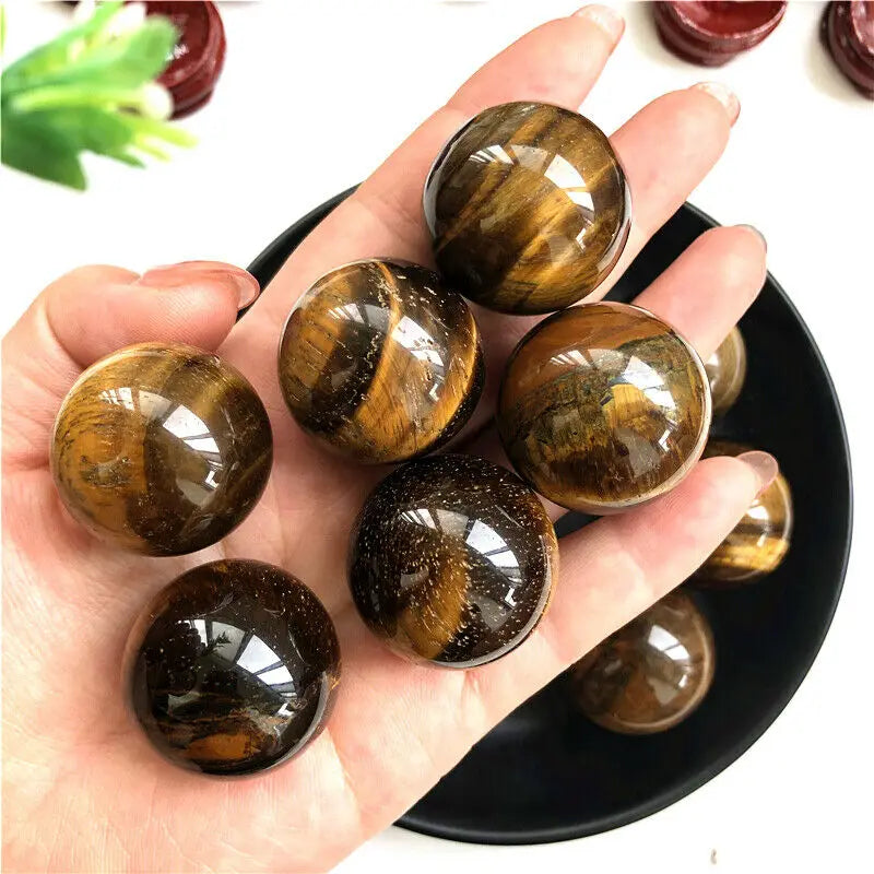 1PC Natural Tiger Eye Crystal Sphere Ball Orb Gem Stone Healing Top Quality