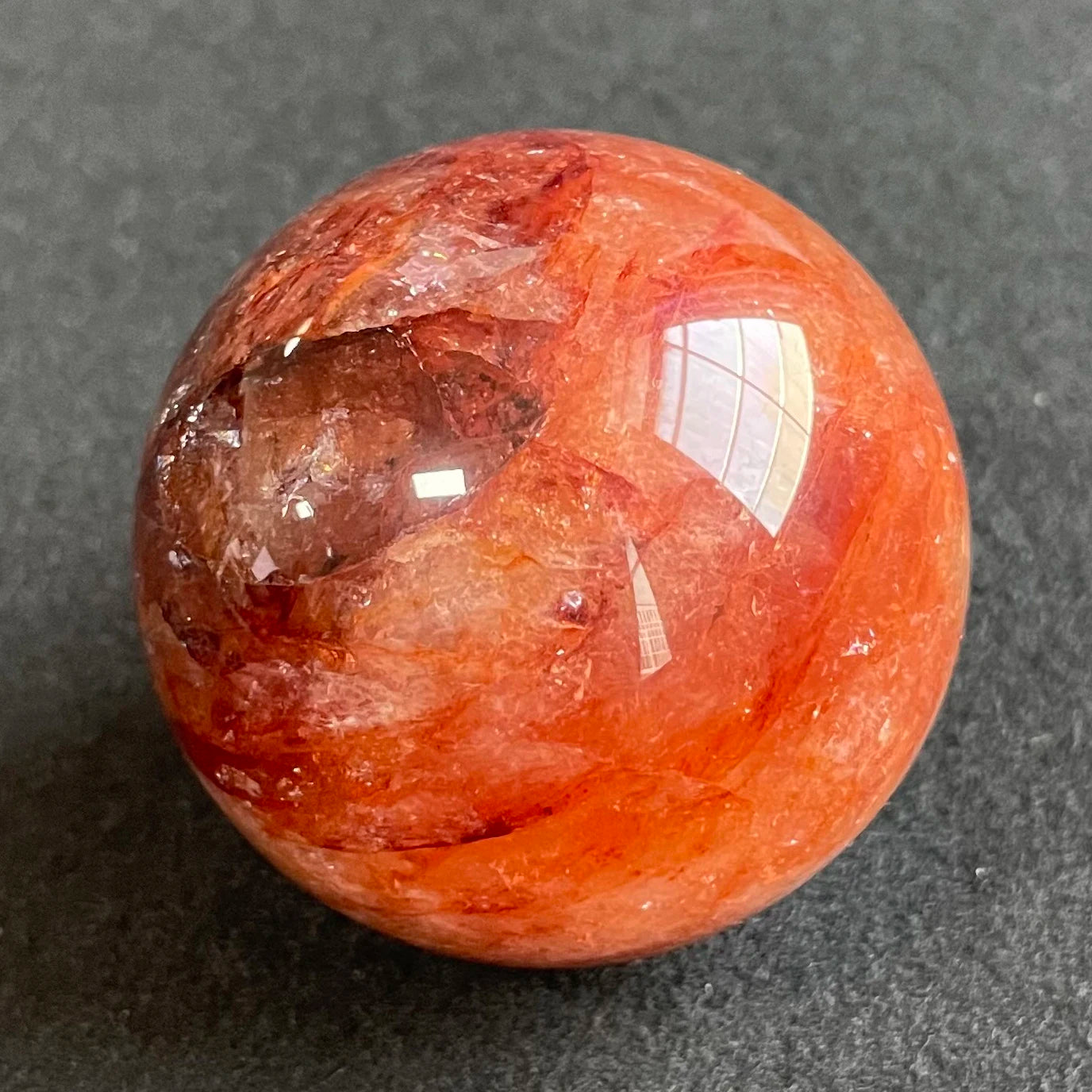 178g Natural Stone Red Clear Quartz Crystal Ball Rainbow Sphere Polished Rock Reiki Healing Z315