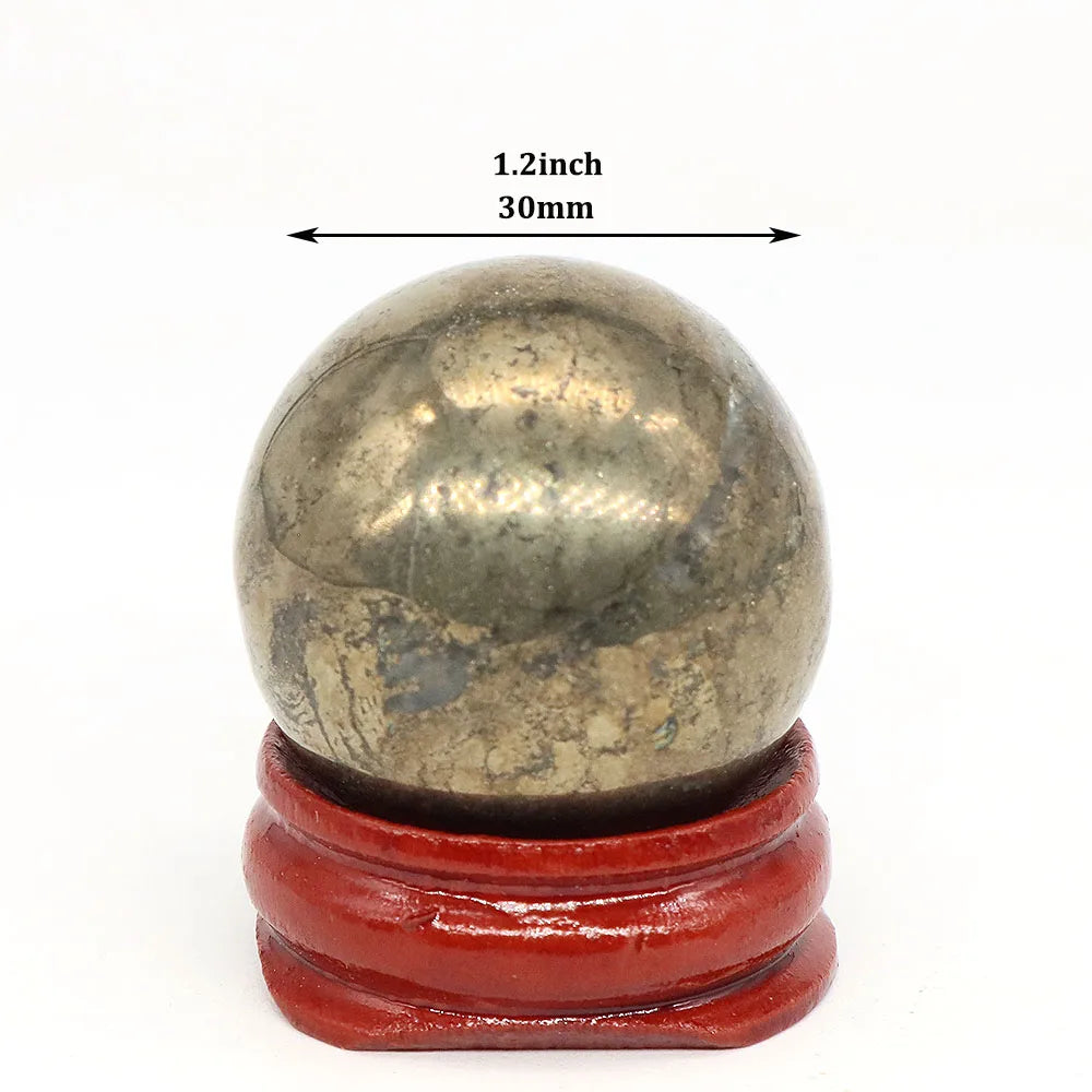 30mm Iron Pyrite Ball Natural Stone Carved Reiki Healing Crystal Energy Sphere Feng Shui Gem Crafts Home Room Decoration Gifts