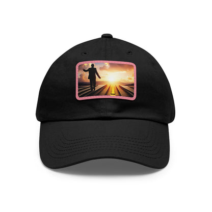 ( WHERE I GO MONEY FOLLOWS)Dad Hat with Leather Patch (Rectangle)