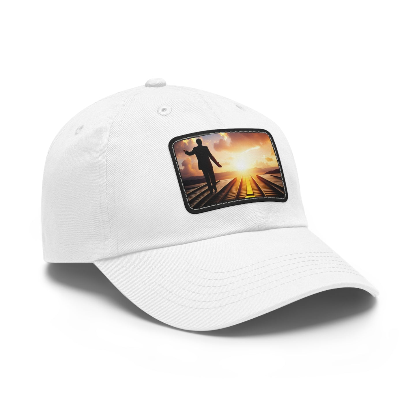 ( WHERE I GO MONEY FOLLOWS)Dad Hat with Leather Patch (Rectangle)