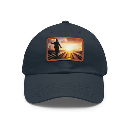 ( WHERE I GO MONEY FOLLOWS)Dad Hat with Leather Patch (Rectangle)