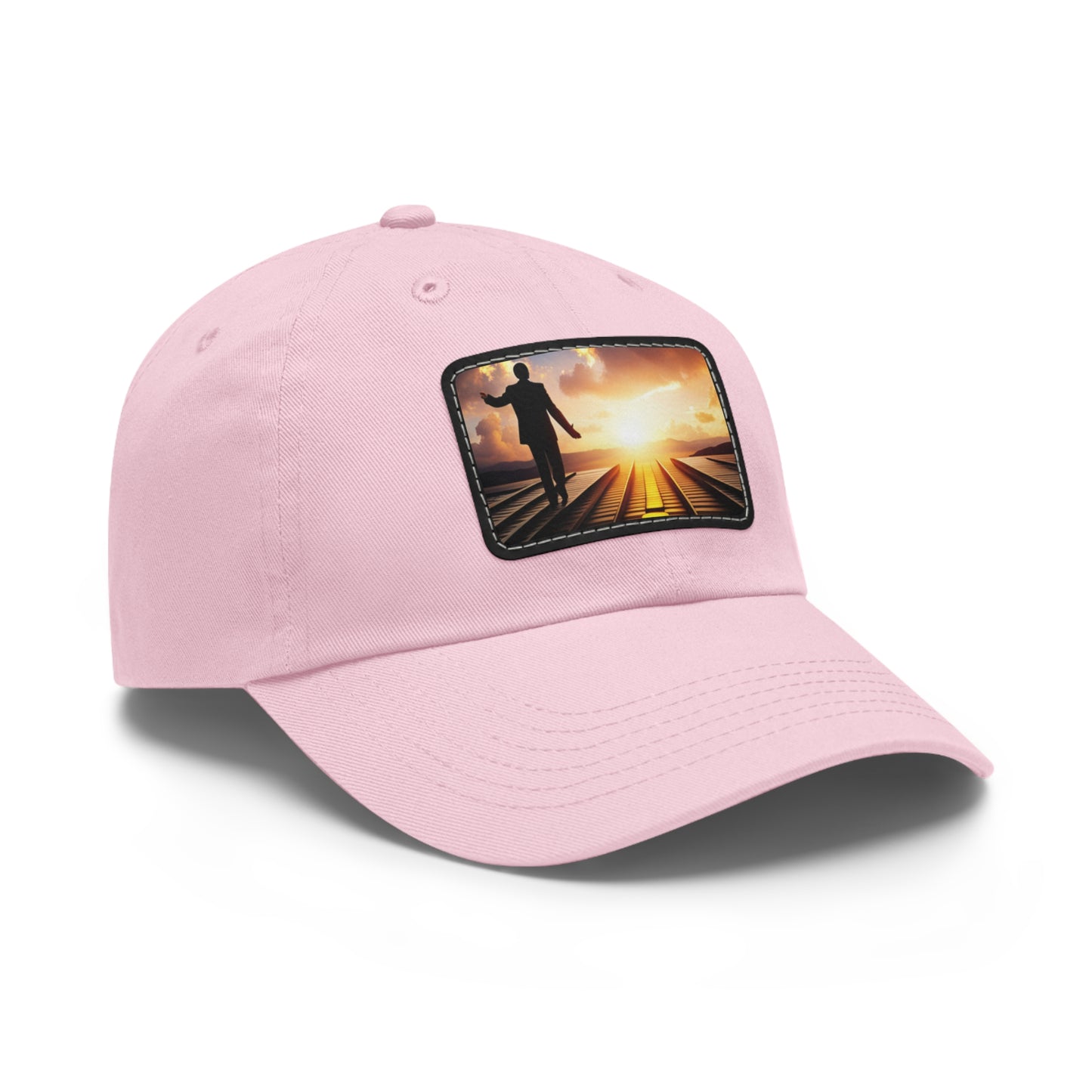 ( WHERE I GO MONEY FOLLOWS)Dad Hat with Leather Patch (Rectangle)