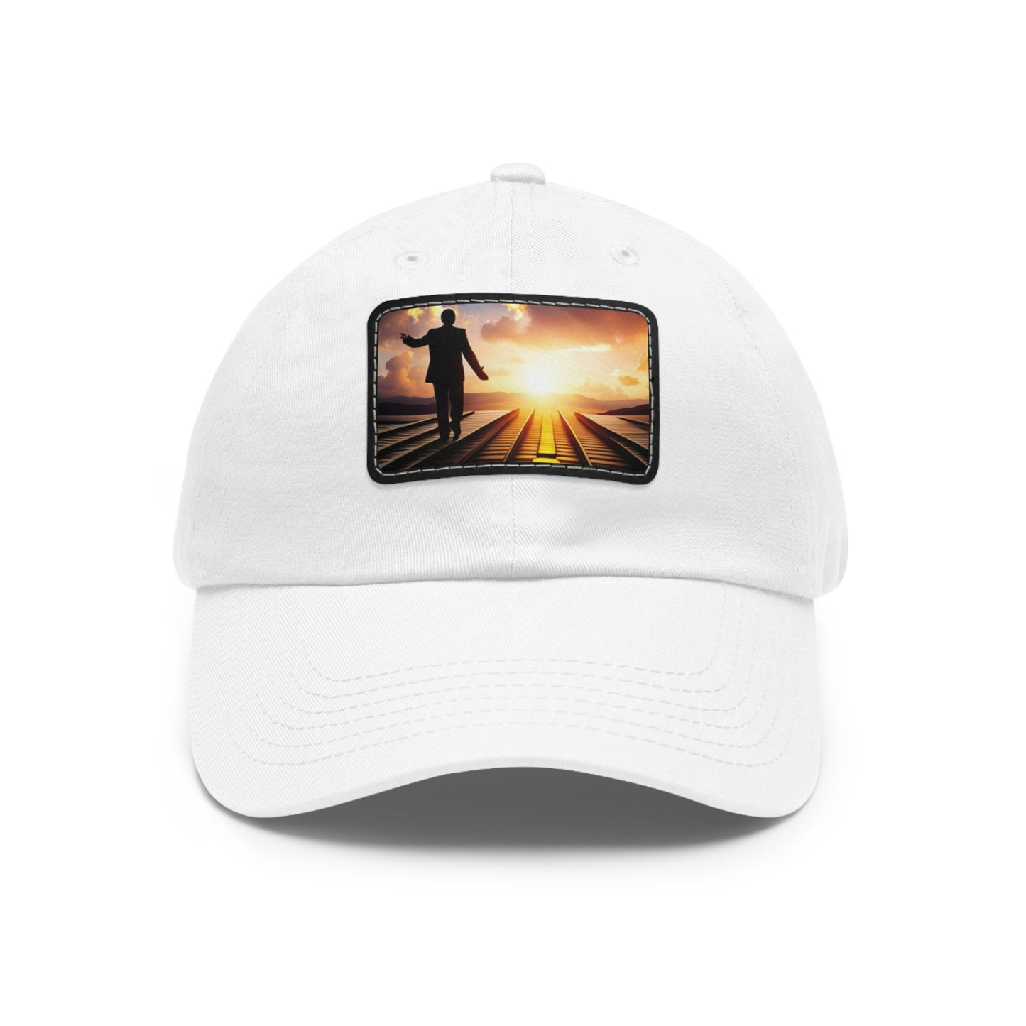 ( WHERE I GO MONEY FOLLOWS)Dad Hat with Leather Patch (Rectangle)