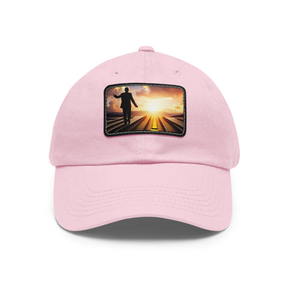 ( WHERE I GO MONEY FOLLOWS)Dad Hat with Leather Patch (Rectangle)