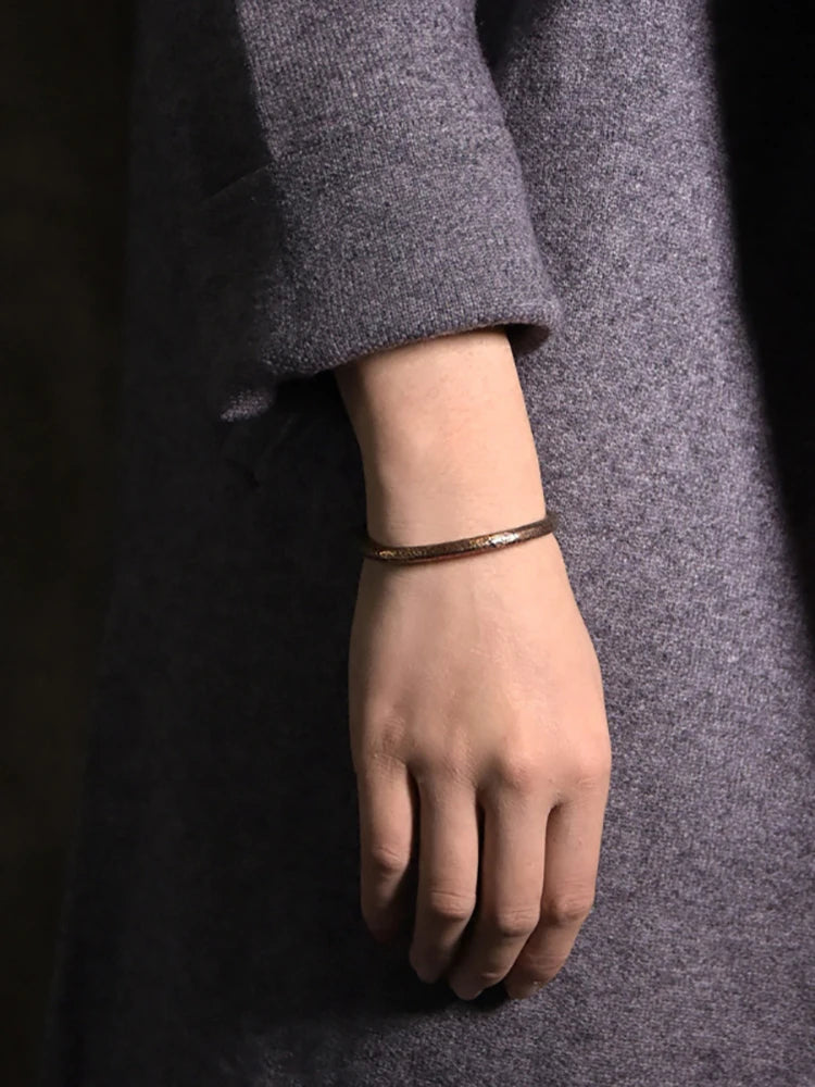 Jewelry Sets Cuff Solid Copper Bracelet Rustic Metal Oxidized Punk Bangle Viking Handmade Unisex Couple Accessories Handcuff