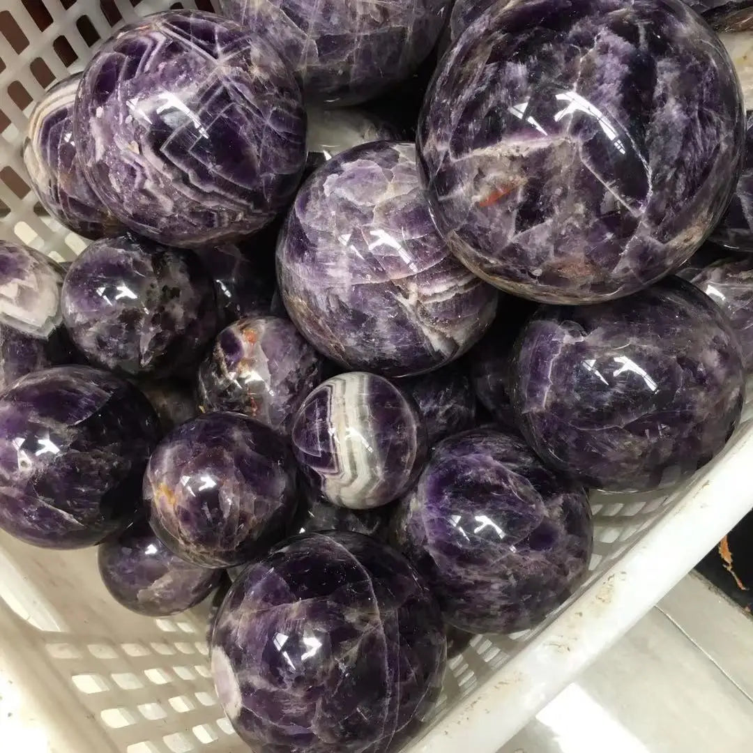 Natural dream amethyst sphere crystal quartz ball gem stone healing
