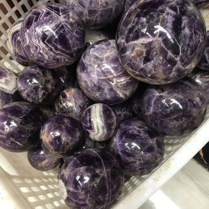 Natural dream amethyst sphere crystal quartz ball gem stone healing