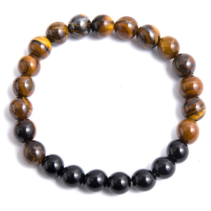 8mm Natural Yellow Tiger Eyes Black Onyx Necklace Meditation Yoga Jewelry 108 Japa Mala Beaded Bracelet Men's and Women's Sets