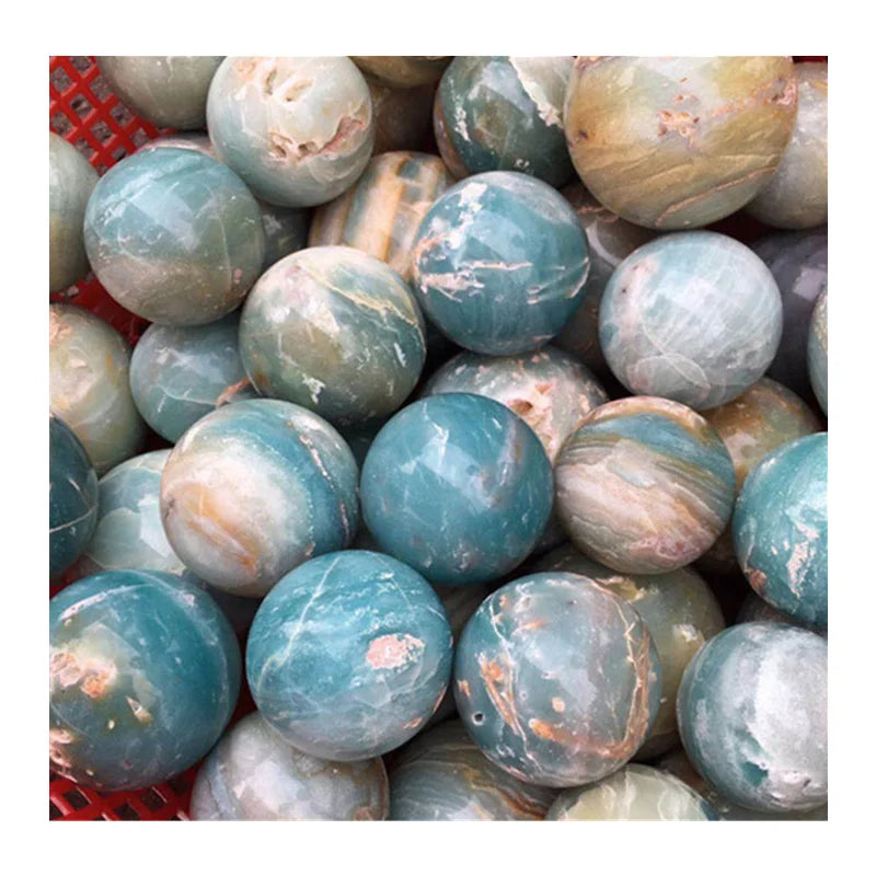 Natural Stone Quartz Gem Sphere Blue Caribbean Calcite Crystal Ball Healing Gemstones Home Decoration