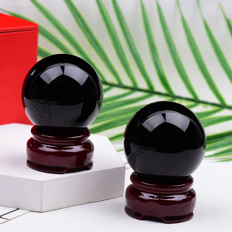 1Piece Natural Crystal Obsidian Ball Polishing Reiki Stone Massaging Ball Healing Mineral Stone  Home Decoration Crafts Souvenir