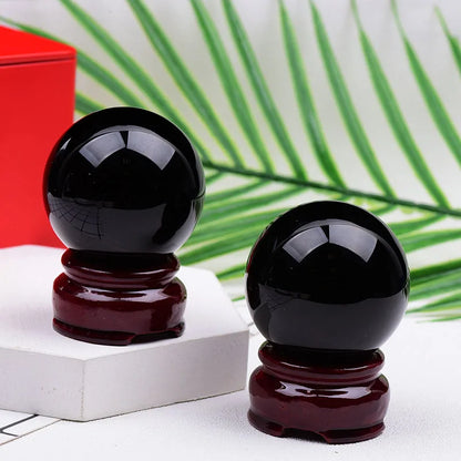 1Piece Natural Crystal Obsidian Ball Polishing Reiki Stone Massaging Ball Healing Mineral Stone  Home Decoration Crafts Souvenir