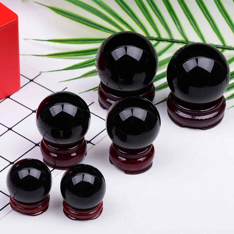 1Piece Natural Crystal Obsidian Ball Polishing Reiki Stone Massaging Ball Healing Mineral Stone  Home Decoration Crafts Souvenir