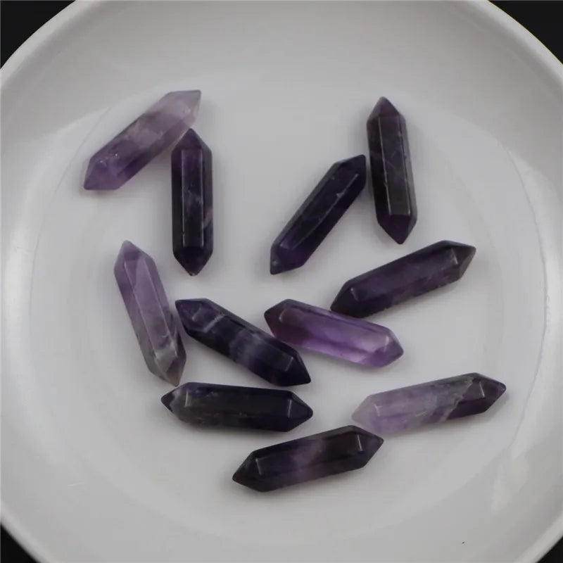 5PCS Natural Crystal Amethyst Pendant Fashion Simple Reiki Point Raw Gem Necklace Souvenir For Men Women Charm Mineral Jewelry