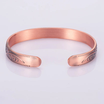 Magnetic Pure Copper Bracelet Femme Benefit 9mm Vintage Flower Energy Magnetic Copper Bracelet Adjustable Bracelet for Women