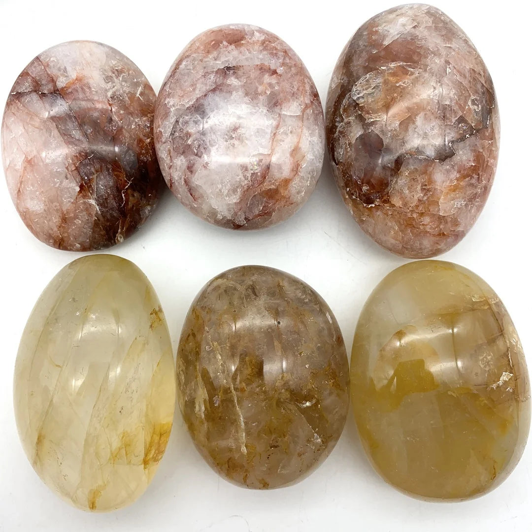 Natural Yellow Red Fire Palm Quartz Gem Crystal Polished Raw Stones Irregular Shape Healing Home Decoration Reki Gifts