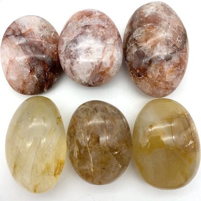 Natural Yellow Red Fire Palm Quartz Gem Crystal Polished Raw Stones Irregular Shape Healing Home Decoration Reki Gifts