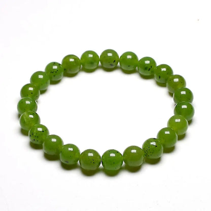 Natural Healing Bracelet Gem Green Canadian Nephrite Jades Stone Beads Bracelets For Women and Men Strand Meditation Jewelry