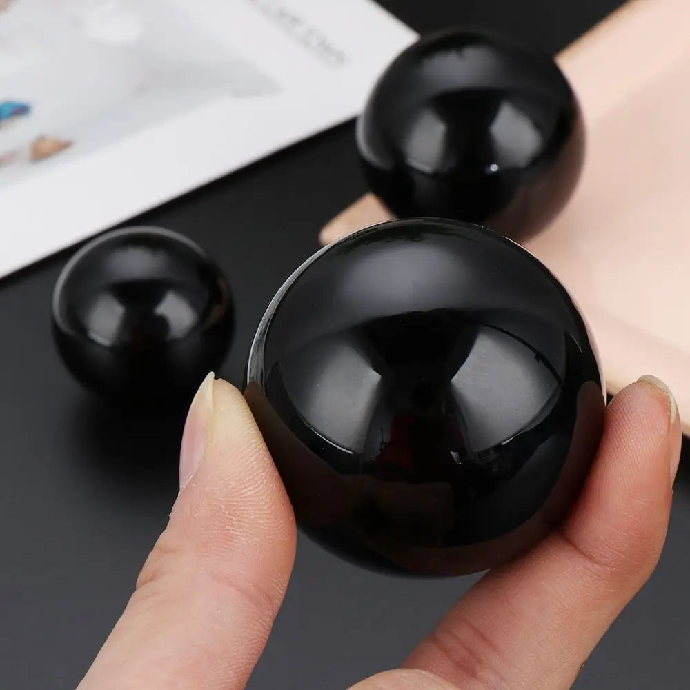 30mm/40mm/50mm New Natural Gemstone Smelting Reiki Healing Black Obsidian Large Sphere Quartz Stone Crystal Ball