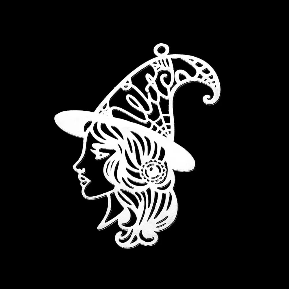 5pcs/Lot 316 Stainless Steel Eye of Evil Angel Sun Charm Pendant for Necklaces Wholesale Witch face Charms for DIY Jewelry Make