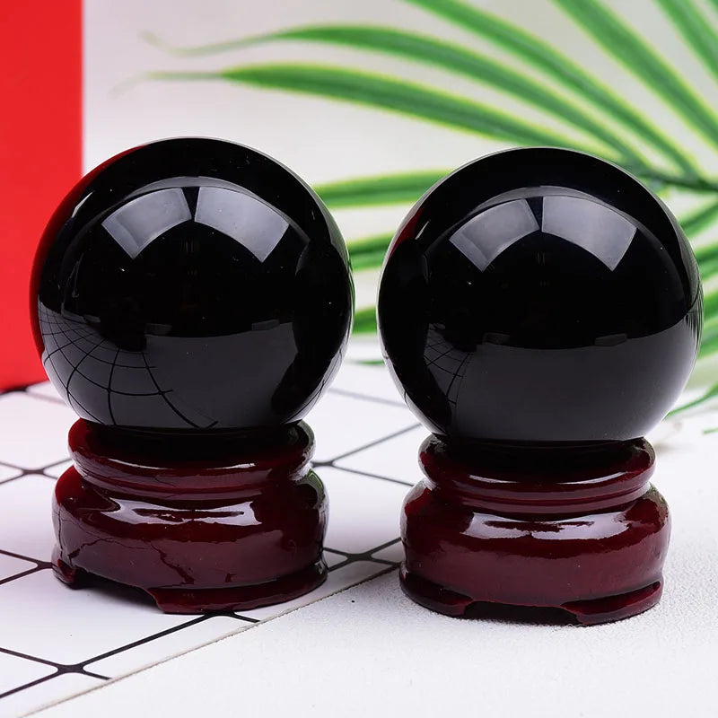 1Piece Natural Crystal Obsidian Ball Polishing Reiki Stone Massaging Ball Healing Mineral Stone  Home Decoration Crafts Souvenir