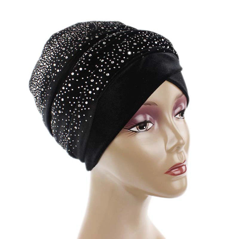 2024 Plain Velvet Hijab Turban Cap Muslim Long-tailed headscarf Hat Islamic Under Scarf Bonnet Ladies African Wrap Head Scarves