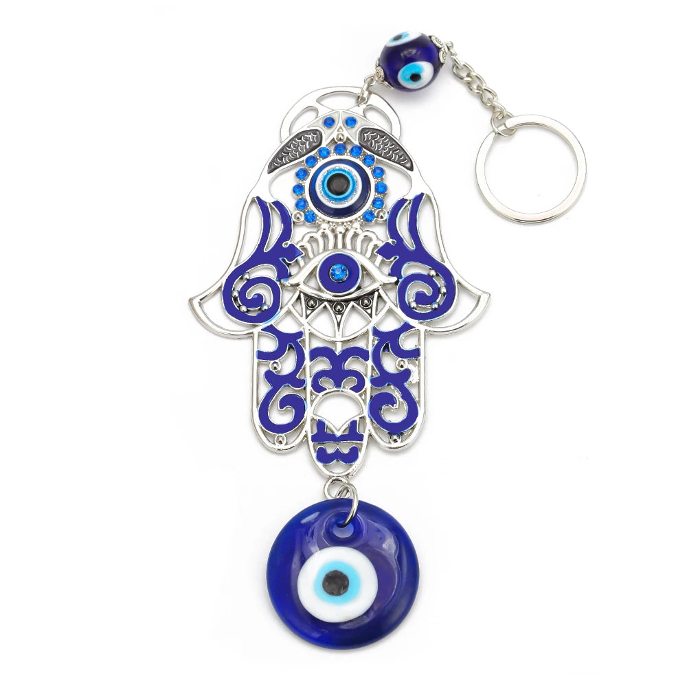 1pc Turkey Blue Evil Eye Key chian Glass Hamsa Hand Charms Wall Hang Keychian Jewelry Fit Women Diy Fatima Hand Gift