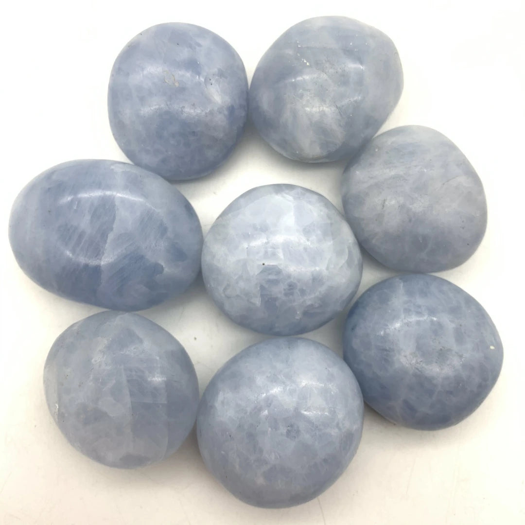 Beautiful Natural Blue Celestite Palm Quartz Gem Crystal Polished Raw Stones Irregular Shape Healing Home Decoration Gifts