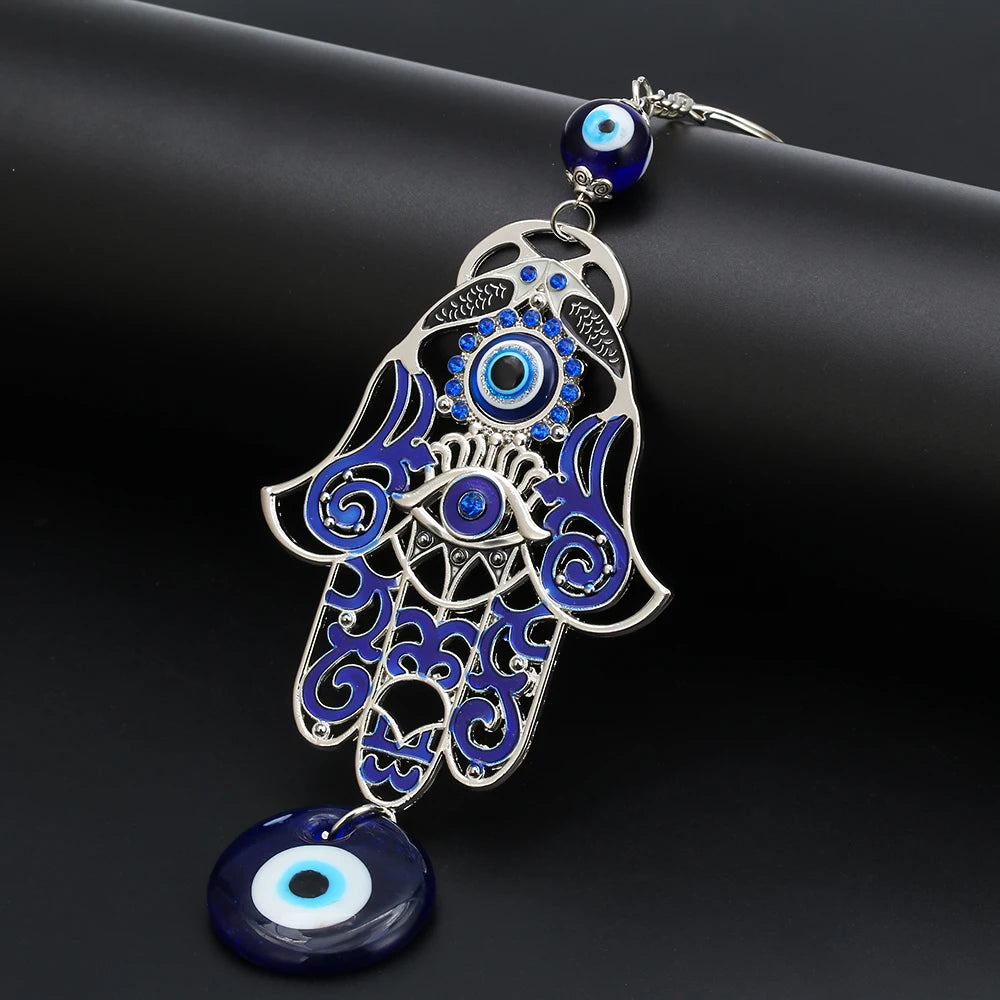1pc Turkey Blue Evil Eye Key chian Glass Hamsa Hand Charms Wall Hang Keychian Jewelry Fit Women Diy Fatima Hand Gift