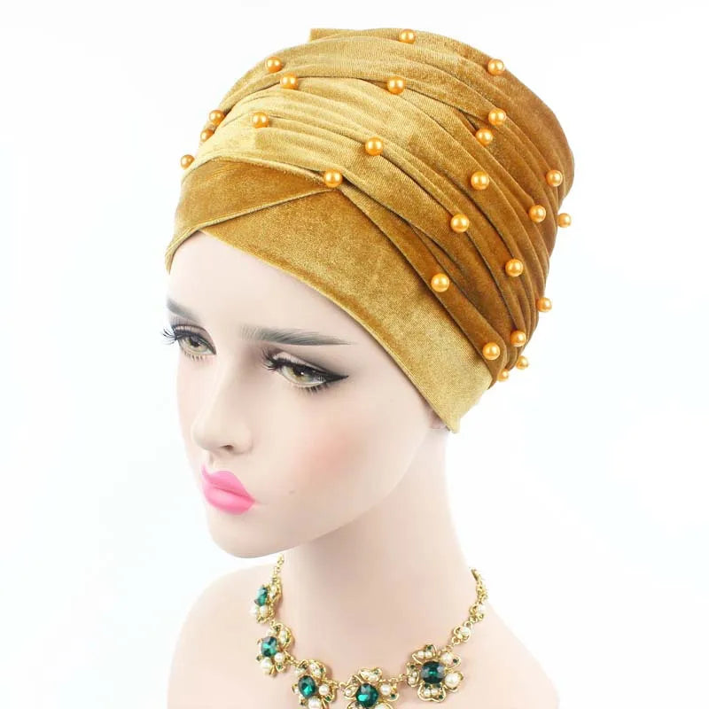 2024 Plain Velvet Hijab Turban Cap Muslim Long-tailed headscarf Hat Islamic Under Scarf Bonnet Ladies African Wrap Head Scarves