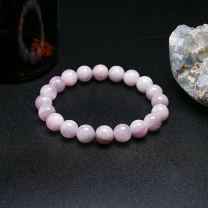 Natural Kunzite Stone Beads Bangle Elastic Women Stretch Bracelet Lavender Color Stone Healing Gems For Girl Gifts Jewelry