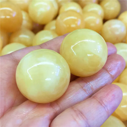2pcs Natural Yellow Jade Crystal Sphere Ball Polished Healing Fengshui Home Decoration Collection Gift