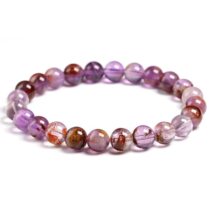 Genuine Natural Auralite 23 Bracelets Natural Stone Stretch Amethyst Round Bead Gem Bracelet Women Men Fine Jewelry Gift