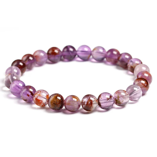 Genuine Natural Auralite 23 Bracelets Natural Stone Stretch Amethyst Round Bead Gem Bracelet Women Men Fine Jewelry Gift