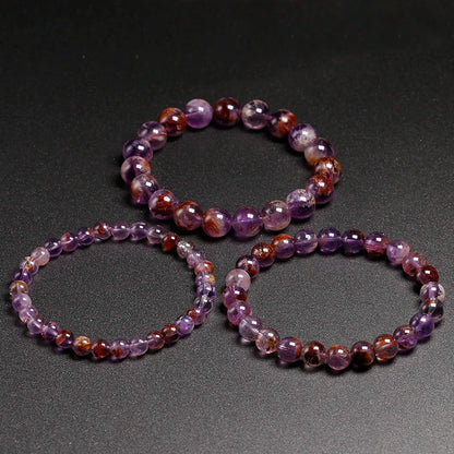 Genuine Natural Auralite 23 Bracelets Natural Stone Stretch Amethyst Round Bead Gem Bracelet Women Men Fine Jewelry Gift