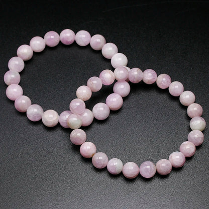 Natural Kunzite Stone Beads Bangle Elastic Women Stretch Bracelet Lavender Color Stone Healing Gems For Girl Gifts Jewelry