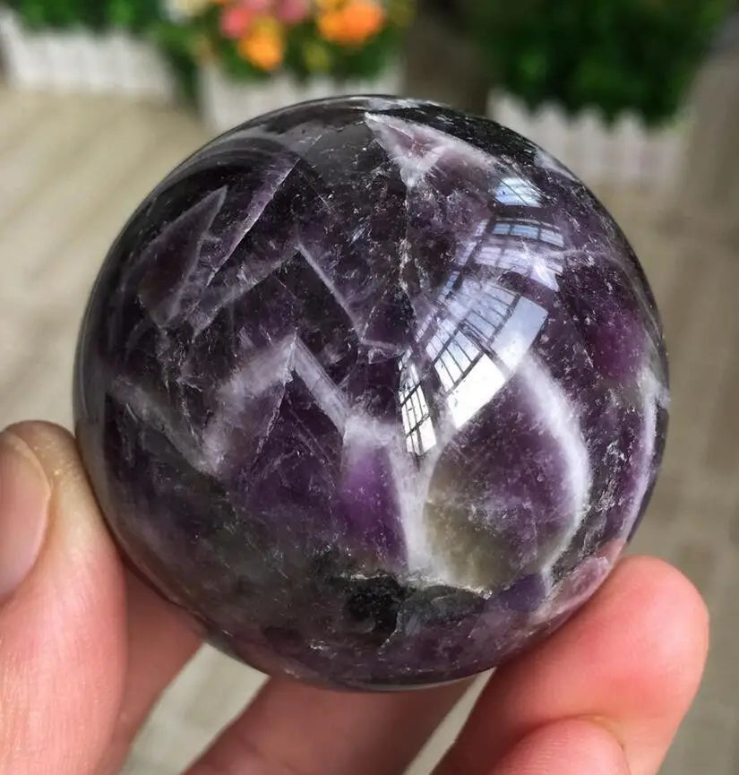 160g NATURAL Dream Amethyst Crystal sphere ball Orb Gem Stone