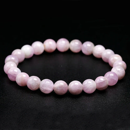 Natural Kunzite Stone Beads Bangle Elastic Women Stretch Bracelet Lavender Color Stone Healing Gems For Girl Gifts Jewelry