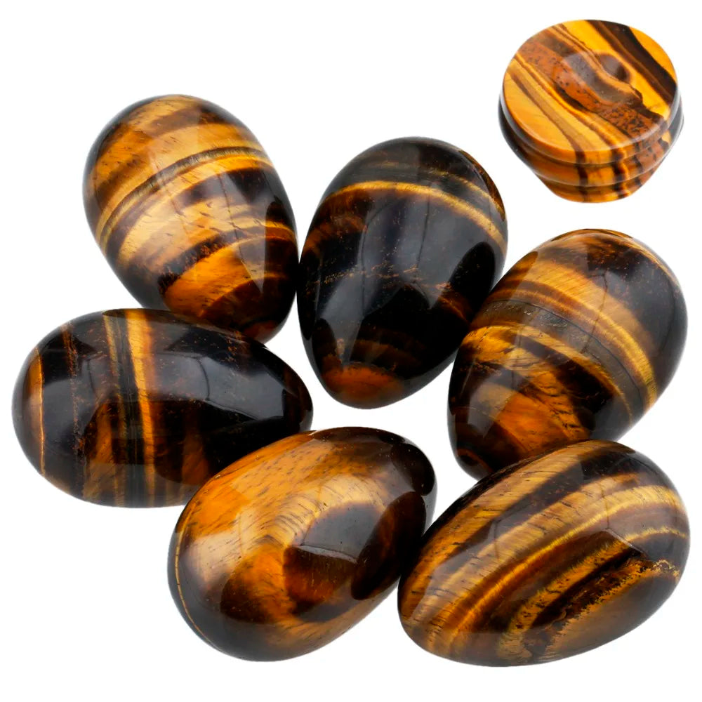 1.7" Healing Reiki Crystal Egg Sphere Gem stone Figurines with Stone Stand