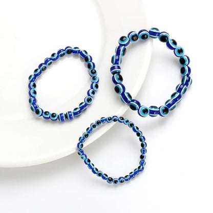 Evil eye 2018 Fashion 4 6 8mm Blue Resin Beads Beaded Bracelet Turkish style Charm Blue eye Bead Bracelet For Women EY4779