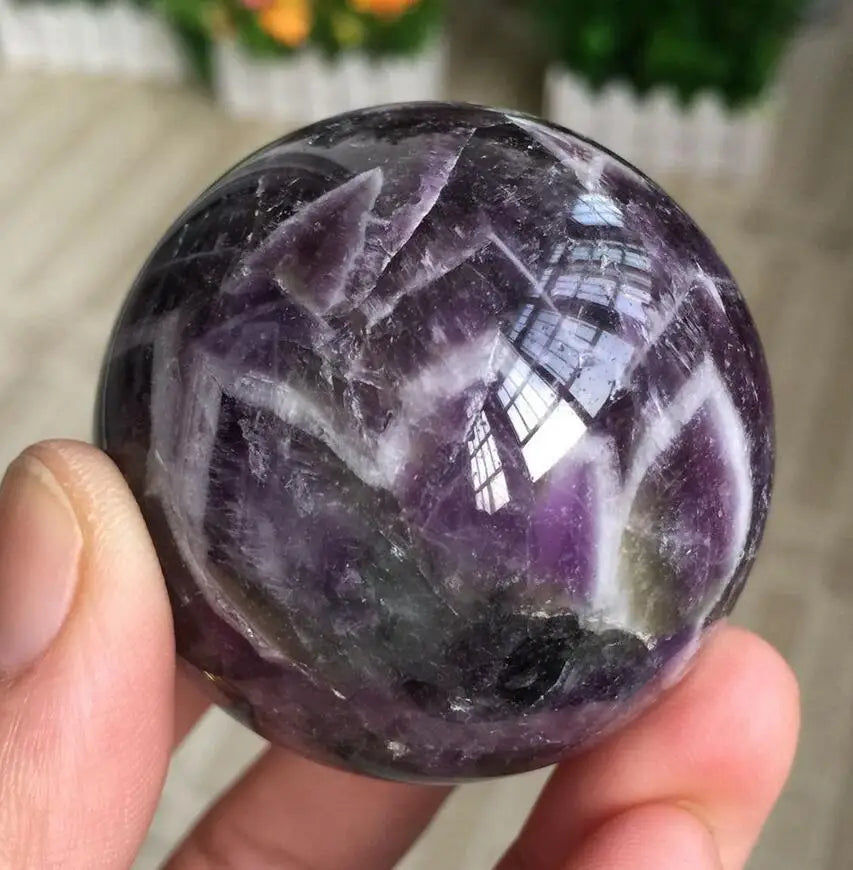 160g NATURAL Dream Amethyst Crystal sphere ball Orb Gem Stone