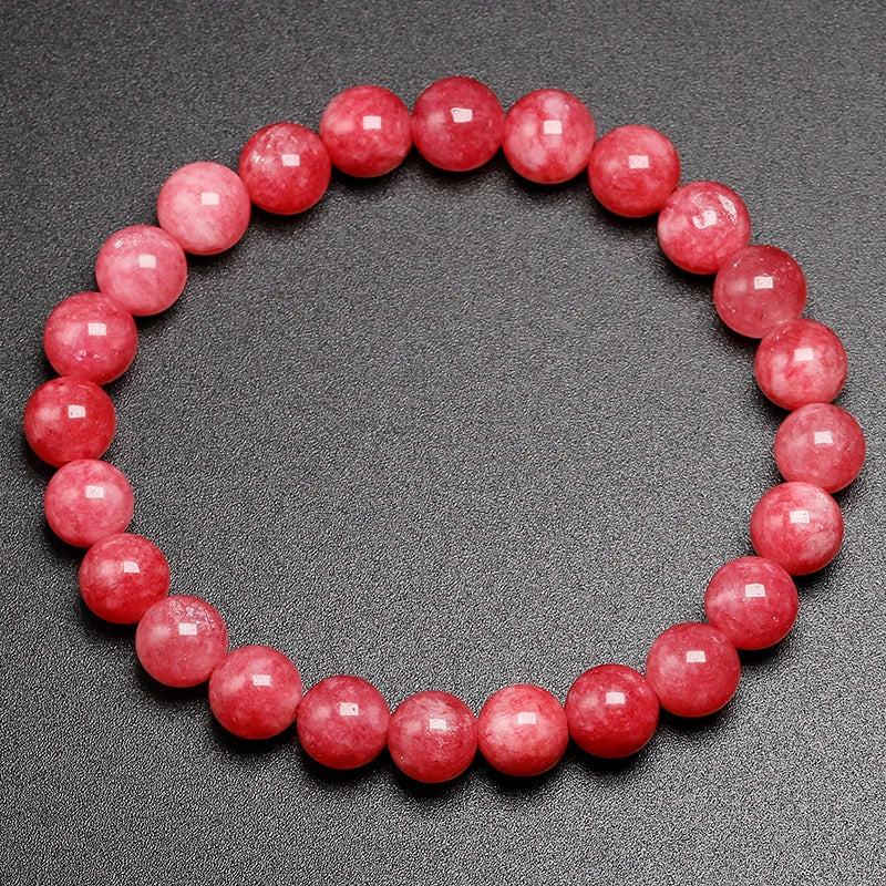 Genuine Natural Stone Rhodonite Round Beads For Quartz Rhodochrosite Bracelet Women Girls Jewelry Gem Bracelets Accessories