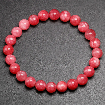 Genuine Natural Stone Rhodonite Round Beads For Quartz Rhodochrosite Bracelet Women Girls Jewelry Gem Bracelets Accessories