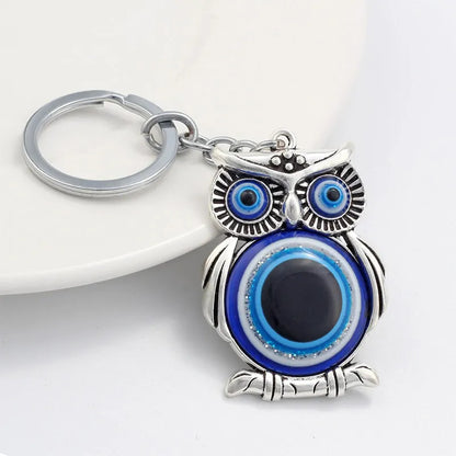 Blue Evil Eye Owl Keychain for Women Men Pendant Lucky Charm Animal Car Key Chain KeyRing Fashion Jewelry Bag Accessories Gift