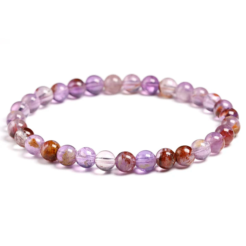 Genuine Natural Auralite 23 Bracelets Natural Stone Stretch Amethyst Round Bead Gem Bracelet Women Men Fine Jewelry Gift