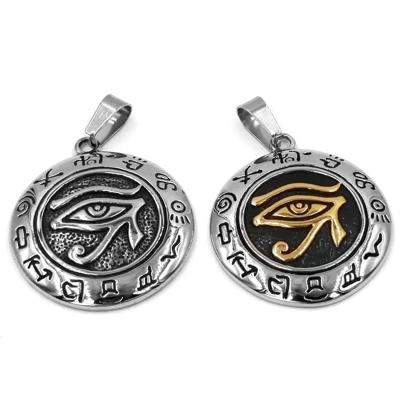 Egyptian Eye of Horus Ra Udjat Talisman Pendant Stainless Steel Gold Silver Color Wedjat Eye Amulet Biker Men Pendant P0443