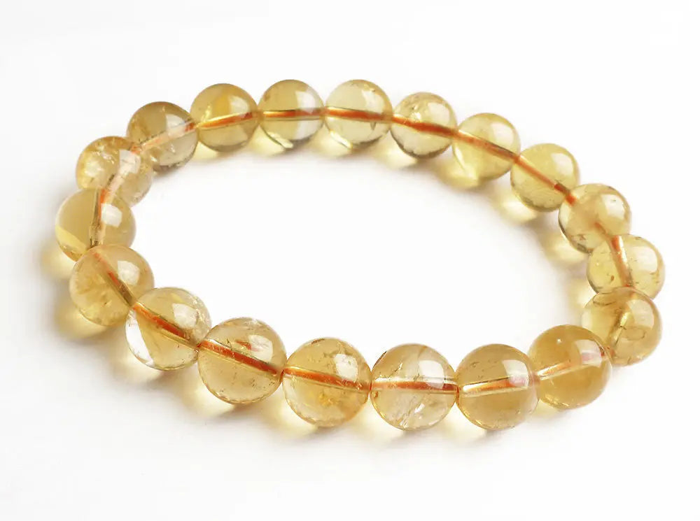 Natural Yellow Citrine Clear Round Beads Bracelet Genuine Bead Women Men 8mm 9mm 10mm 11mm 12mm Brazil Wealthy Stone Gift AAAAA