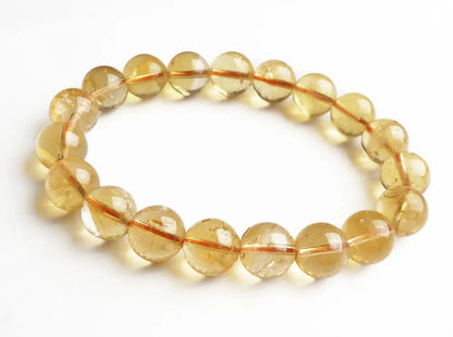 Natural Yellow Citrine Clear Round Beads Bracelet Genuine Bead Women Men 8mm 9mm 10mm 11mm 12mm Brazil Wealthy Stone Gift AAAAA