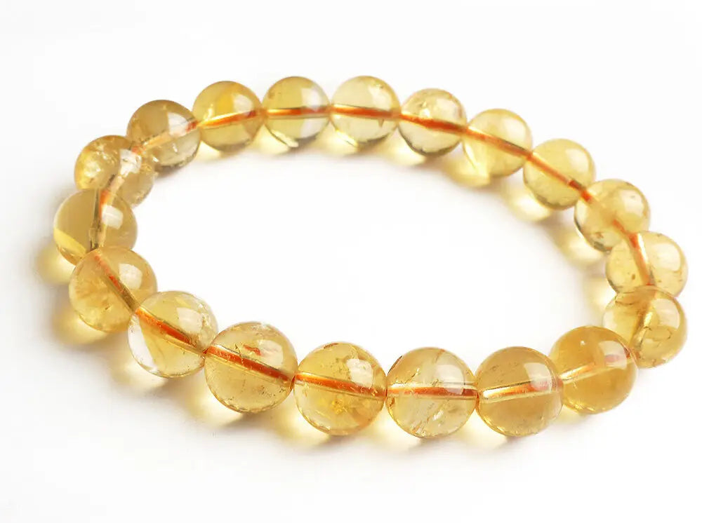 Natural Yellow Citrine Clear Round Beads Bracelet Genuine Bead Women Men 8mm 9mm 10mm 11mm 12mm Brazil Wealthy Stone Gift AAAAA