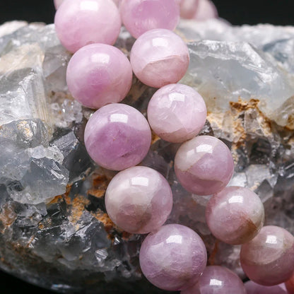 Natural Kunzite Stone Beads Bangle Elastic Women Stretch Bracelet Lavender Color Stone Healing Gems For Girl Gifts Jewelry